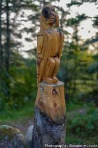 Oeuvre réalisée par l'artiste sculpteur André Michaud au réseau entretenu par Le club cycliste La meute à Rivière-du-Loup