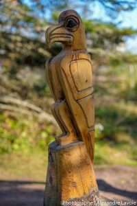 Oeuvre réalisée par l'artiste sculpteur André Michaud au réseau entretenu par Le club cycliste La meute à Rivière-du-Loup